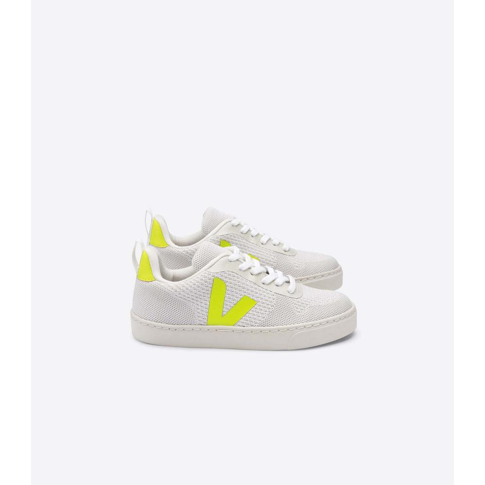 Veja V-10 MALHA BRANCO Kids\' Sneakers White/Green | NZ 840TCE